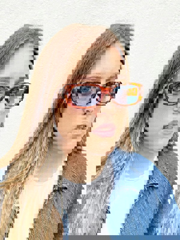 SVNX Rectangle plastic frame sunglasses with coloured lenses