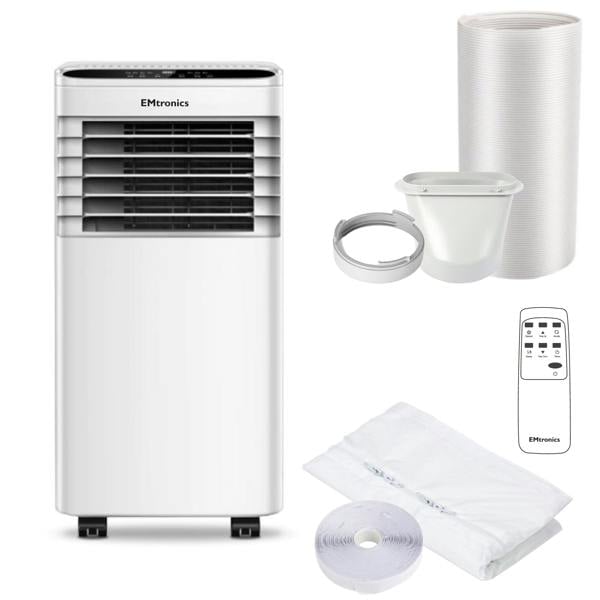 EMtronics 9K BTU Portable Air Conditioner Dehumidifier Fan and Window Vent Kit
