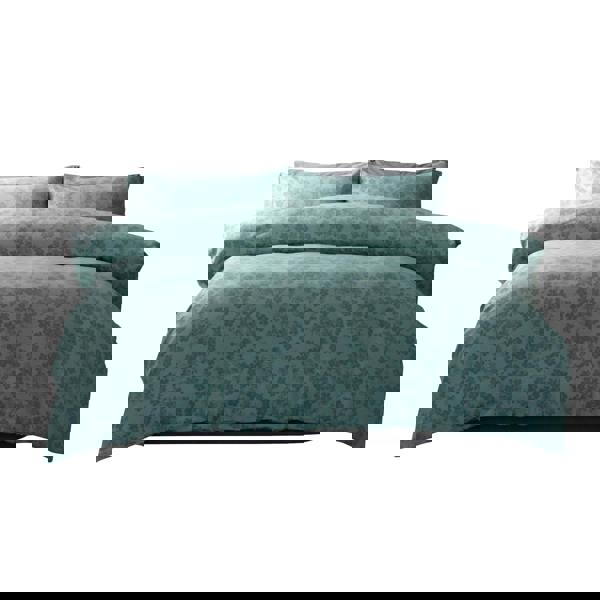 Belledorm Flora Jacquard Duvet Cover Set - Duck Egg Blue - 