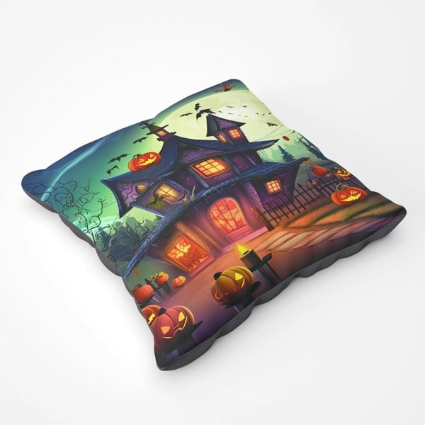 Warren Reed Spooky Halloween House Floor Cushion