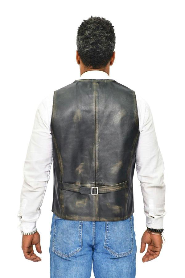 Infinity Leather Mens Classic Leather Waistcoat-Chester