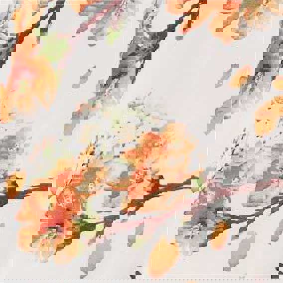 Orange | Floral Shirred High Neck Blouse