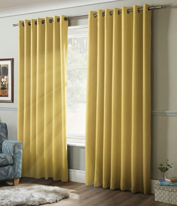 Blackout Eyelet Curtains - Ochre