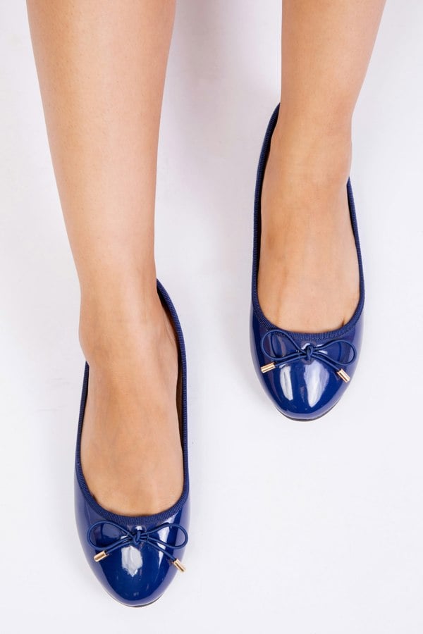 Where's That From Tallulah Wide Fit Slip on Flat Pumps in Navy Patent