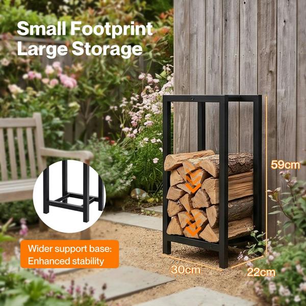 Levede Firewood Rack Metal Outdoor Storage Log Holder Fireplace 30 x 22 x 59cm