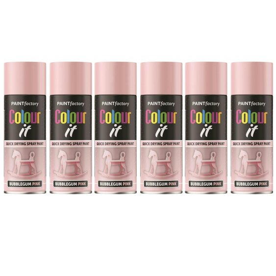 Paint Factory 6X  Bubblegum Pink Gloss Spray Paint 400ml
