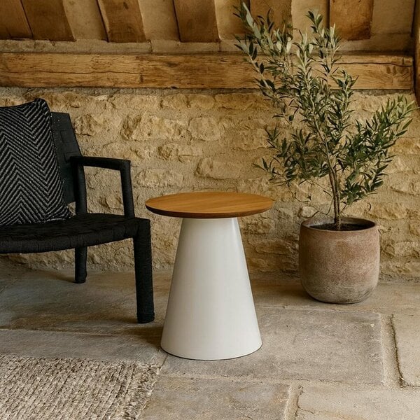 Wyld Haus Hamburg Oak Veneer Coffee Table with Industrial Steel Pillar Base