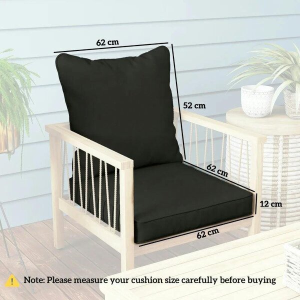 Seat and Back Padded Cushion Set, CUSHION ONLY - Black