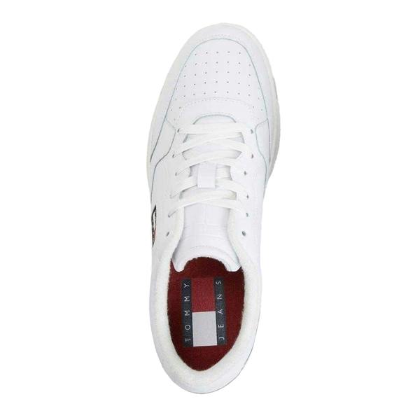 Tommy Jeans Mens Leather Basketball Trainers - White - 
