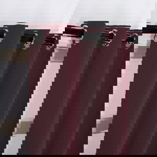 Burgundy Blackout Curtains - Dark Thermal Eyelet - 46 x 54 Inch Drop - 2 Panel Image 5