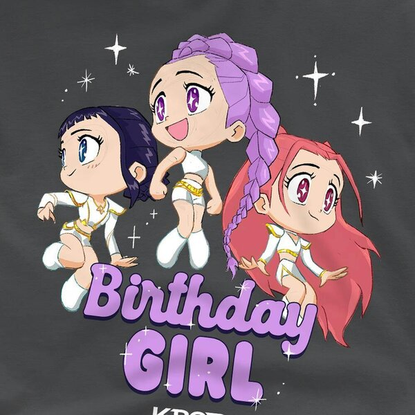 K-Pop Demon Hunters Childrens/Kids Birthday Girl Huntr/X Group T-Shirt - Charcoal