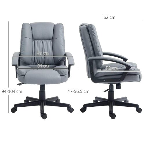 Bobobiy Office Chair, Computer Desk Chair, Mid Back Executive Chair with Adjustable Height and Swivel Rolling Wheels for Home Study, Light Grey