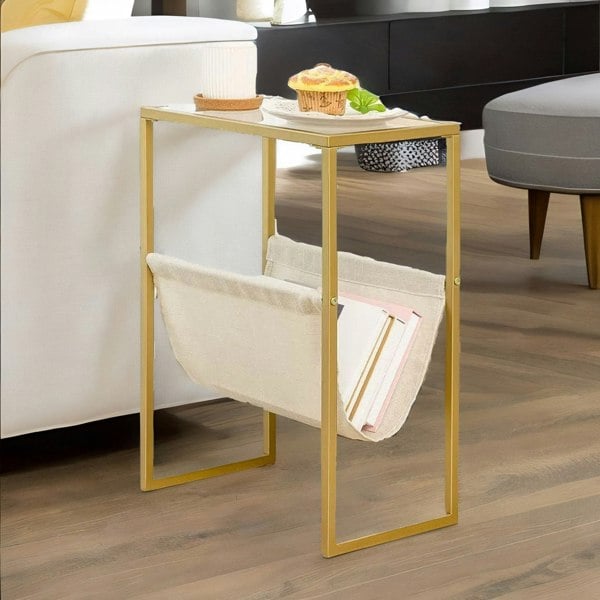 Rafaelo Mobilia Sofa End Table with Fabric Magazine Holder