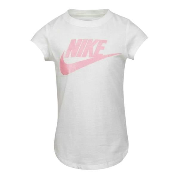 Nike Girls Shimmer Logo Short-Sleeved T-Shirt - White/Pink - 