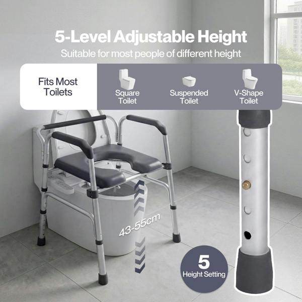 Levede 3 in 1 Commode Chair Folding Shower Chair Toilet Seat Riser Adjustable