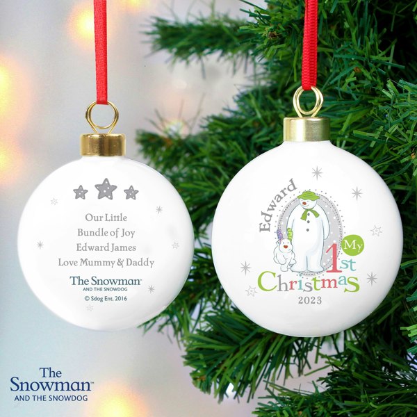 Personalised Memento Company Personalised The Snowman and the Snowdog My 1st Christmas Bauble