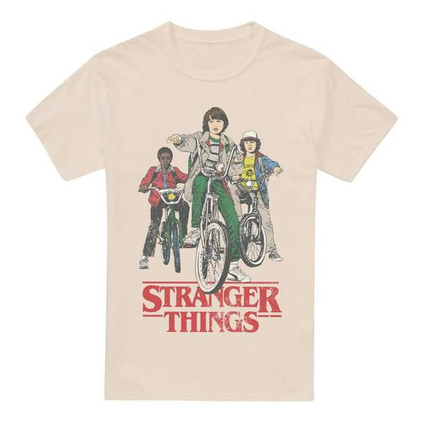 Stranger Things Mens Hawkins Bike Riders T-Shirt - Natural - 