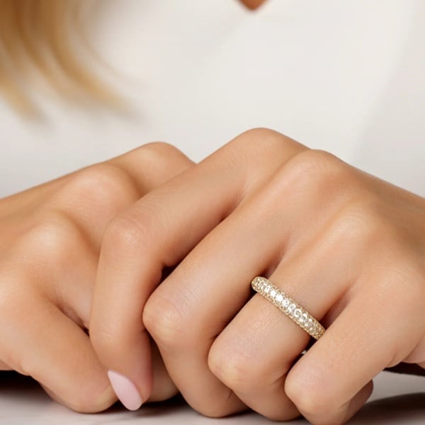 MUCHV Pave Dome Ring With Sparkling Stones