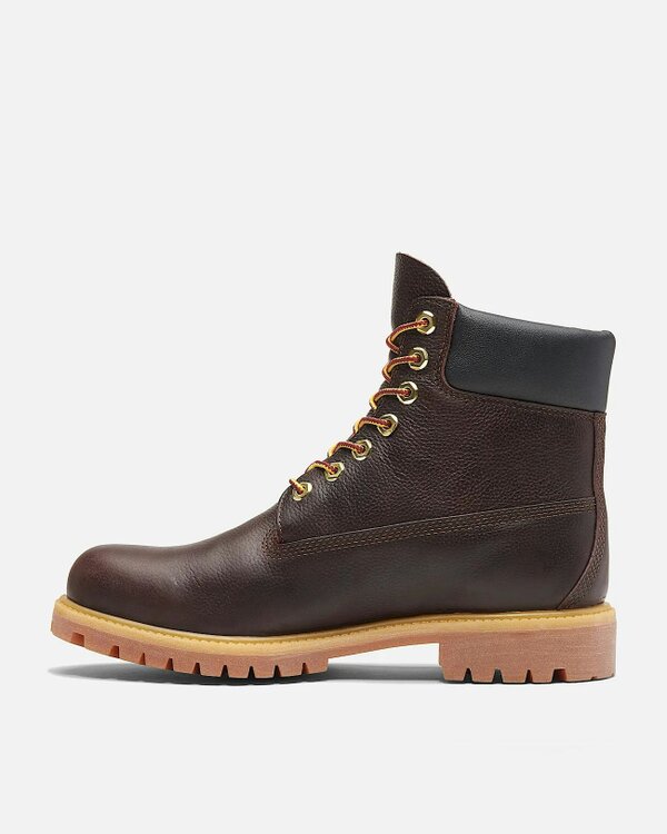 Timberland Mens Premium 6 Inch Full Grain Leather Waterproof Boot - Dark Brown/Black