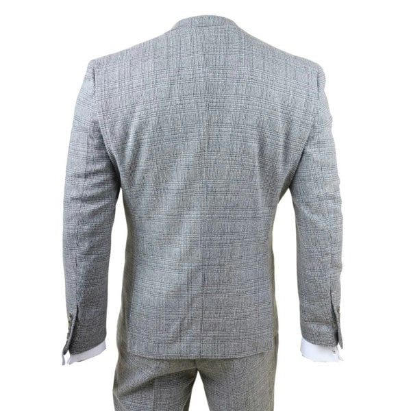 Robert Simon Parker - Men's Grey Classic Check Slim Fit 3 Piece Suit