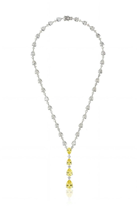Latelita Elizabeth Statement Necklace Yellow Topaz Silver