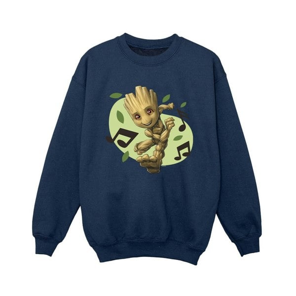 Marvel Boys Guardians Of The Galaxy Groot Musical Notes Sweatshirt - Navy Blue