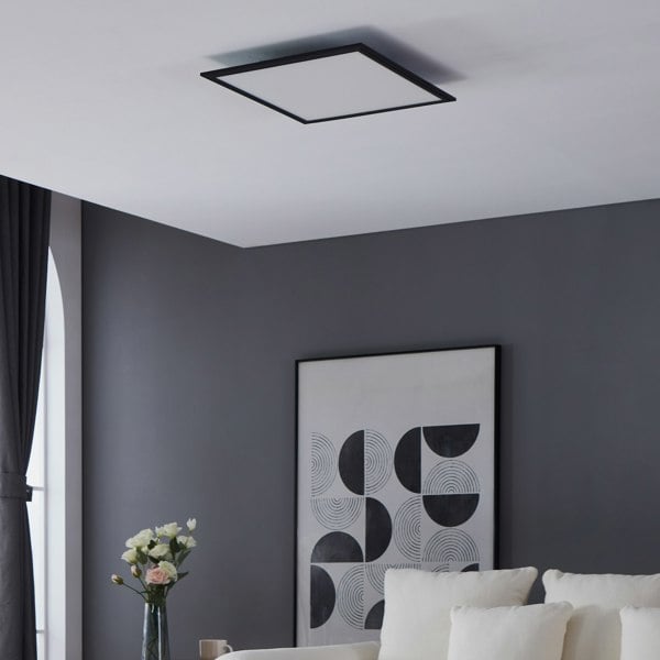 EGLO Salobrena 1 Ultra-Slim Modern Black Square LED Ceiling Light WBS
