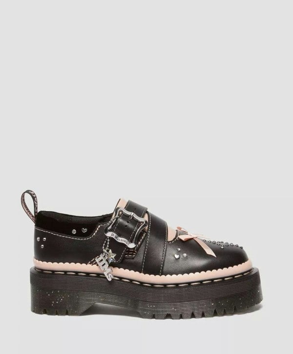 Dr. Martens Kemsley Athena Leather Women's Black/Powder Pink Shoes