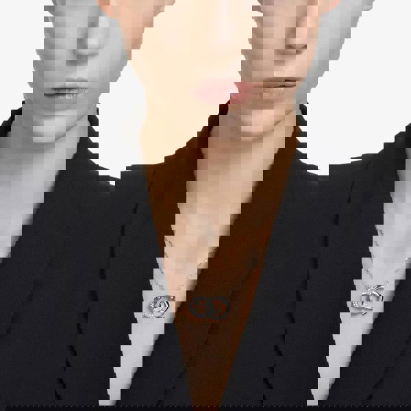 Swarovski Dextera White Interlocking Loop Rhodium Plated Necklace 5670251