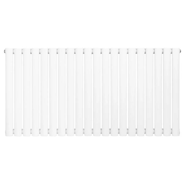 Oval single column radiator in white, 600 x 1200mm, featuring a sleek design with smooth, rounded edges and vertical fins for efficient heating