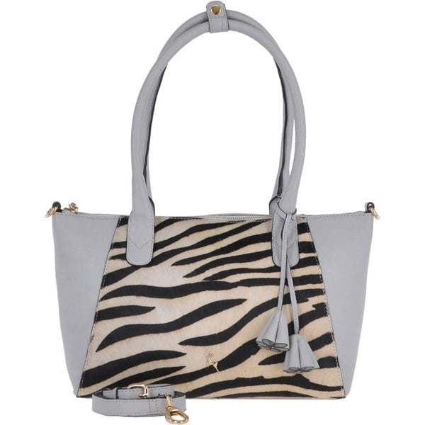 Ashwood Womens  Natural Hair On Hide Leather Tote Bag Ice/Zebra - 61639