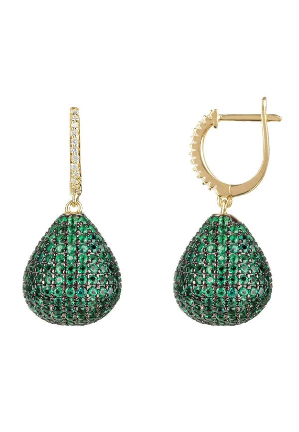 Latelita Valerie Pear Drop Gemstone Earring Gold Emerald Green