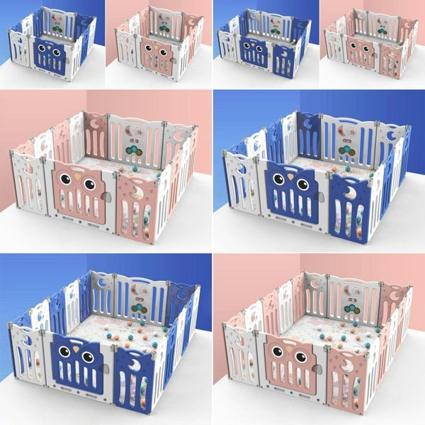 Kids Safety Play Yard Blue Foldable Home Activity Center Play Yard Living and Home