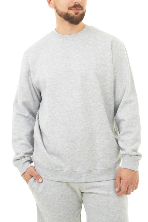 Smart Living Mens Polycotton Sweatshirt - Casual Long Sleeve Crewneck Pullover Jumper - Grey