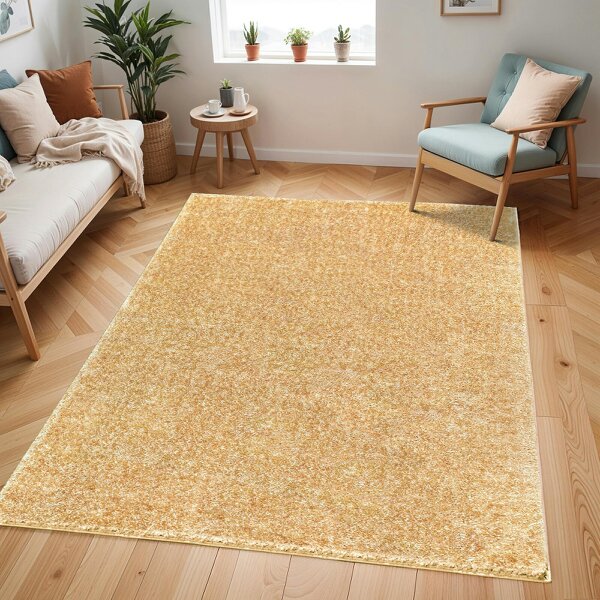 Livabliss Cloudy Shaggy CDG2323 Solid Color Yellow Plush Soft Pile Rug