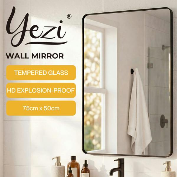 Yezi Wall Mirror 50x75cm Bathroom Bedroom Hallway Vanity Mirror Tempered Glass