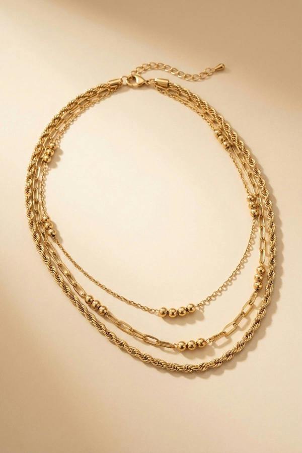 ARIIRA Marianne Layered Gold Tone Multi Chain Necklace