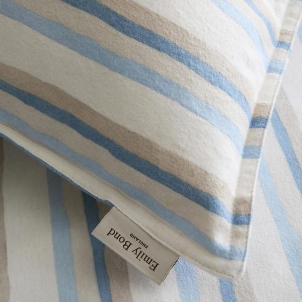 Emily Bond Brushed Cotton Somerset Stripe Reversible Duvet Cover Set Blue