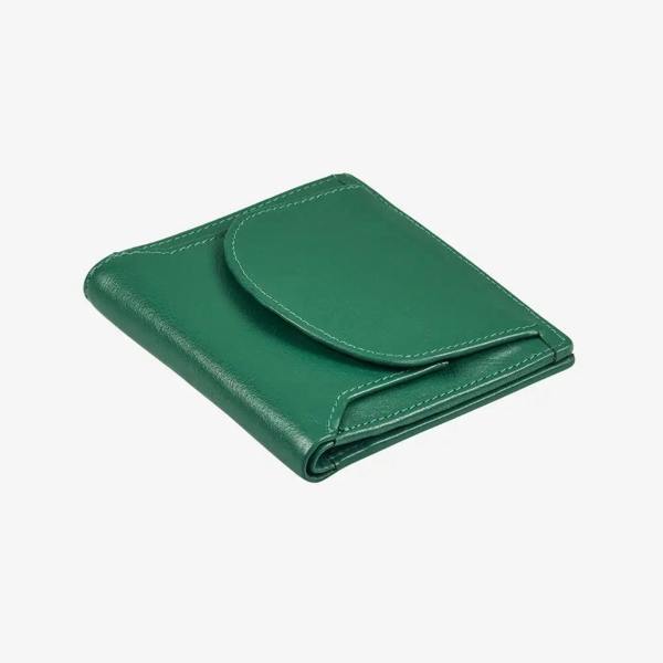 Miami leather coin tray purse in green real leather 