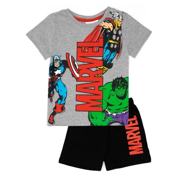 Marvel Boys Superhero Short Pyjama Set - Grey/Black