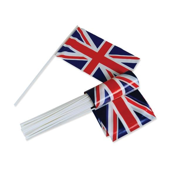 Bristol Novelty Union Jack Hand Waver Flags (Pack of 50) - Blue/White/Red - 