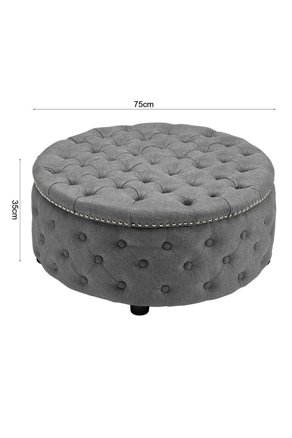 Living and Home 75cm W Tufted Round Cocktail Footstool