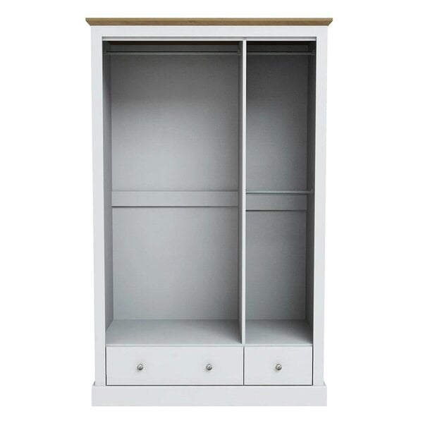 Wyld Haus Ardee White and Natural Oak Wood Sliding Wardrobe 3 Drawers 3 Doors