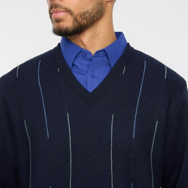 Gabicci G54M01 Mens Plain Vee Kneck Pattern Front Knit Gabicci Classic - NAVY
