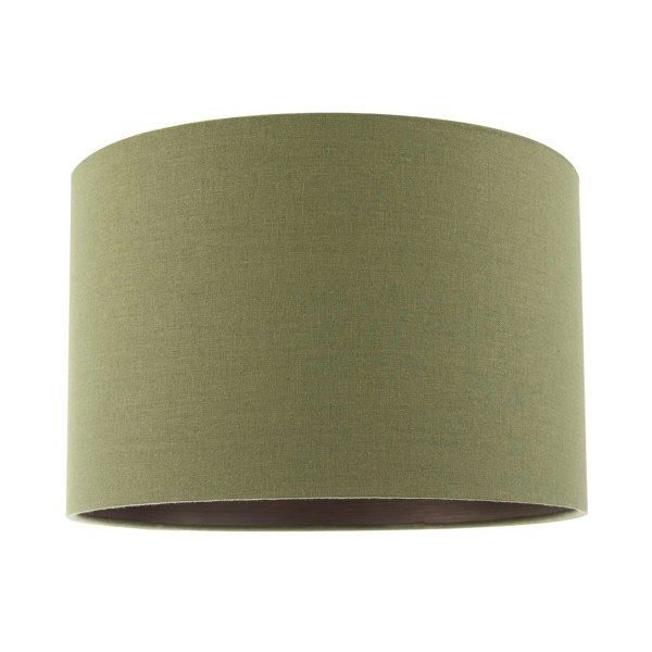 Sleek Olive Green Lamp Shade in Linen Fabric with Bronze Resin Inner Image 1