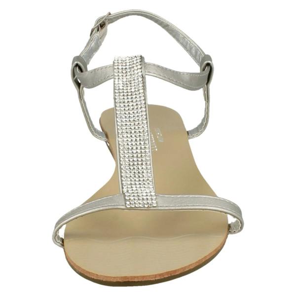 Savannah Ladies Savannah Flat T Bar Diamante Trim Casual Sandal