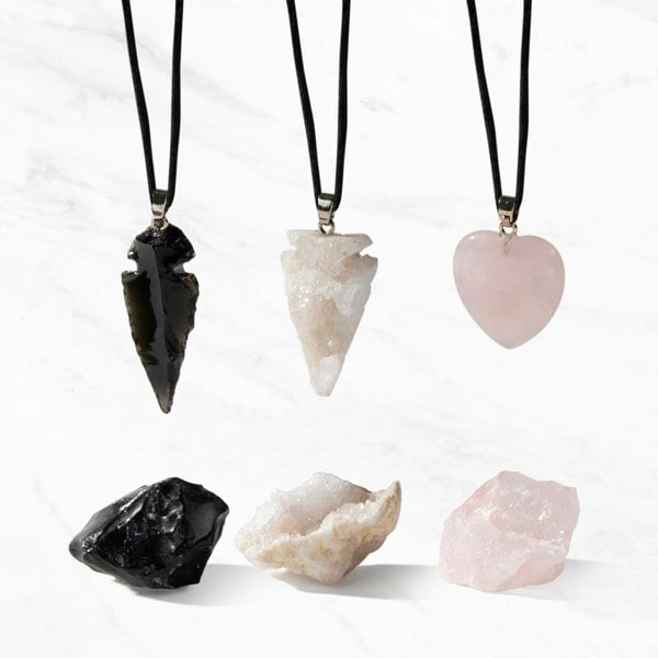 Myga Geode Gift set - Rough Stone and Pendant choice of 3 Colours