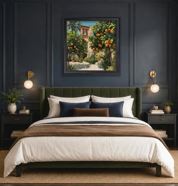 Exceptional Art The Orange Villa - Black Hurstwood Square Frame