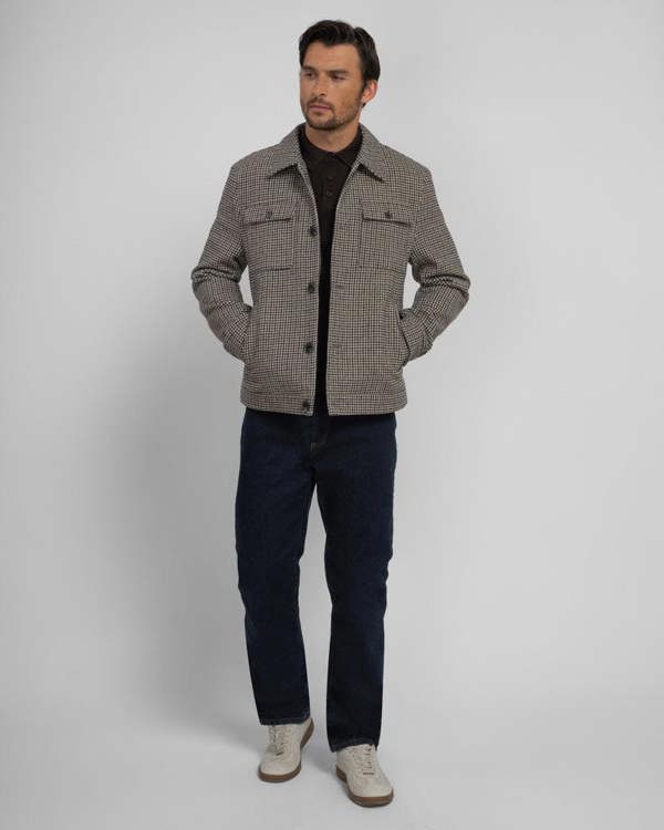 Steel & Jelly Hawkridge - Houndstooth Wool Blend Harrington Jacket