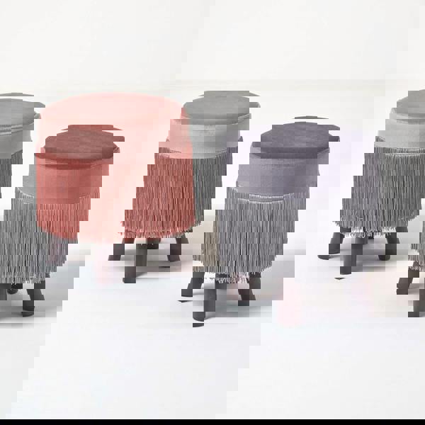 HOMESCAPES Warwick Velvet Footstool with Legs